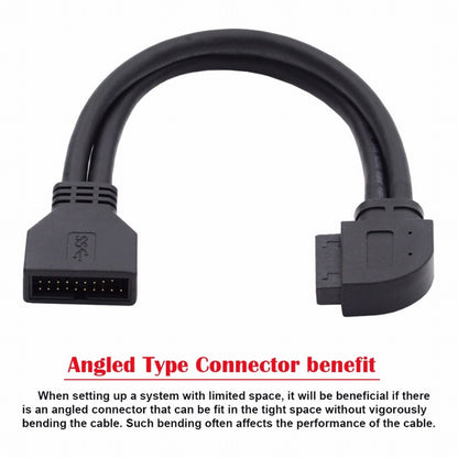 Right Angled USB 3.0 20Pin 19Pin Male to Female Extension 5Gbps Cable 90 Degree for Motherboard Mainboard U3-082-RI