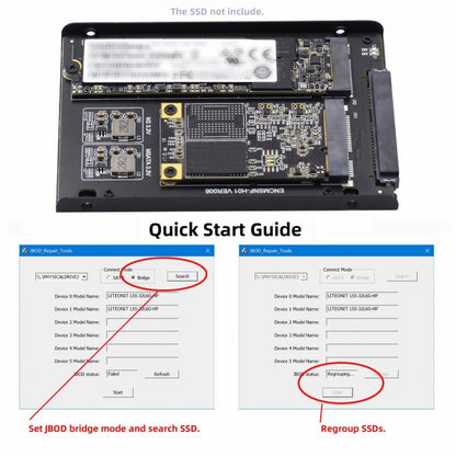 Dual MSATA NGFF B+M SSD Card JBOD Raid0 Span Bridge to 2.5inch SATA Combo HDD Disk Drive Enclosure SA-060