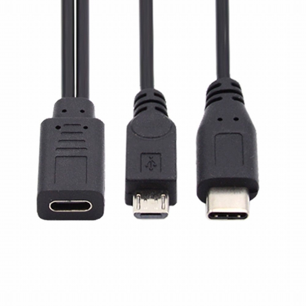 Type-C USB-C Female to USB-C Type C USB 3.1 & Micro USB Male Splitter Extension Charge Cable U2-069-TC001