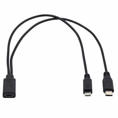Type-C USB-C Female to USB-C Type C USB 3.1 & Micro USB Male Splitter Extension Charge Cable U2-069-TC001