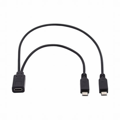 Type-C USB-C Female DC 5V to Dual Micro USB 5Pin Male Splitter Extension Charge Cable U2-069-TC003
