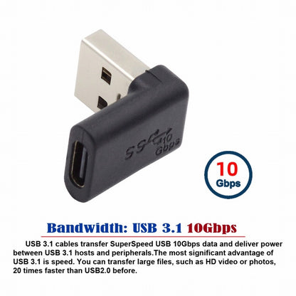 USB-C Type C Female 90 Degree Up Angled to USB 3.0 A Male Data Adapter for Laptop Desktop UC-067-UP