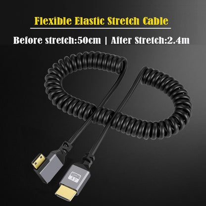 Mini HDMI 2.0 Male to HDMI Male 4K 60hz Stretch Coiled Cable Right Angled 90 Degree for HDTV Computer Laptop Monitor HD-036-RI