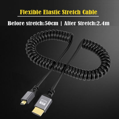 Micro HDMI 2.0 Male to HDMI Male 4K 60hz Stretch Coiled Cable Straight Connector for HDTV Computer Laptop Monitor HD-037-BK