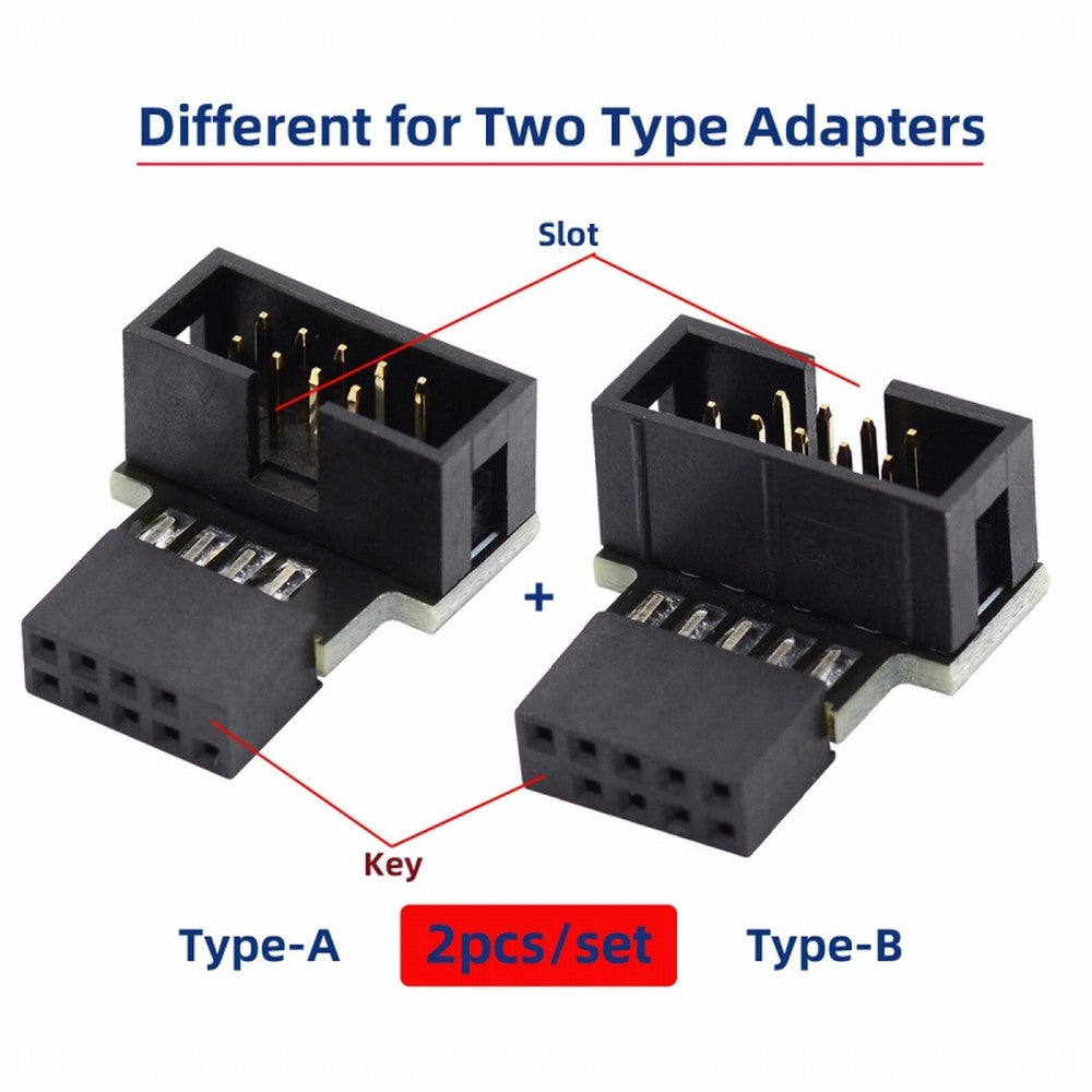 1set Down & Up Angled USB 2.0 10Pin 9Pin Header Male to Female Extension Adapter 90 Degree for Motherboard U2-052