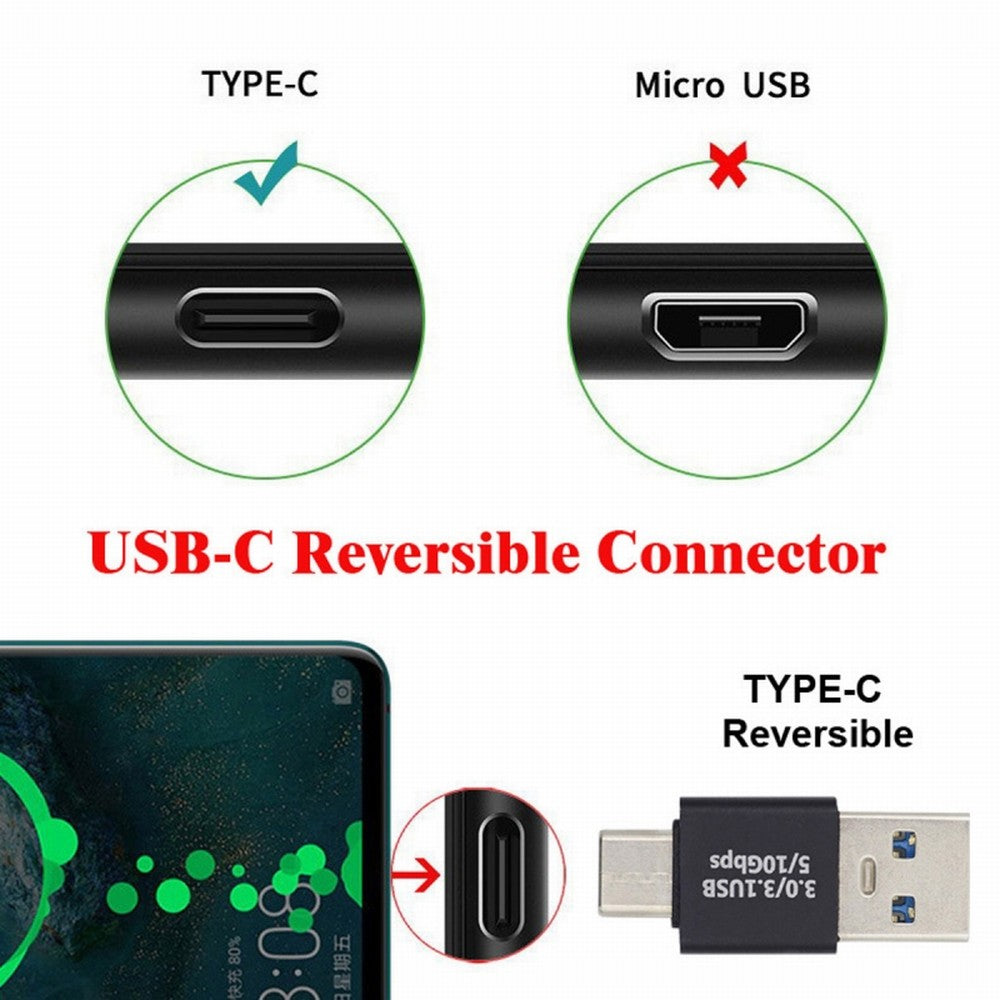 USB3.0 Type A Male to USB 3.1 Type C Male Data 10Gbps Charge Adapter for Laptop Phone UC-070-TC001
