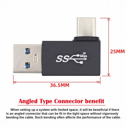 Right Angled USB3.0 Type A Male to USB 3.1 Type C Male Data 10Gbps Charge Adapter 90 Degree for Laptop Phone UC-070-TC003