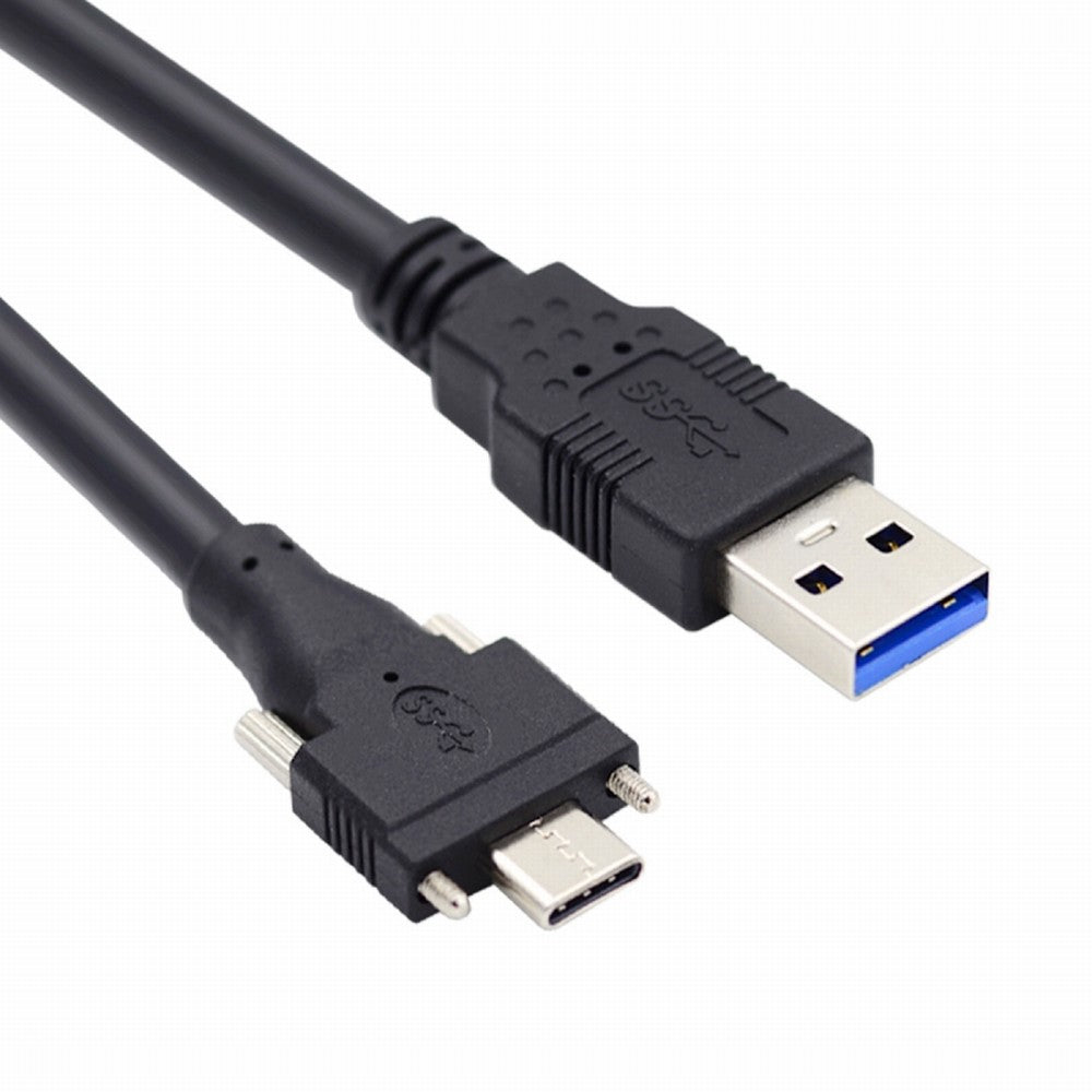 5 Meters USB 3.1 Type-C Dual Locking Connector to Standard USB3.0 Data Cable for Camera With Panel Mount Screw UC-048-5.0M