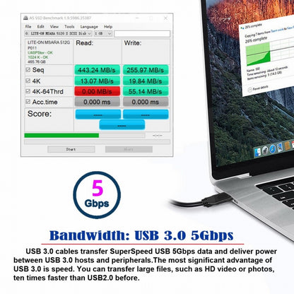 Angled USB 3.0 Type-A Male to Straight 3.0 Type-A Male Data 5Gbps Cable 90 Degree Up Angled 40cm U3-069-UP