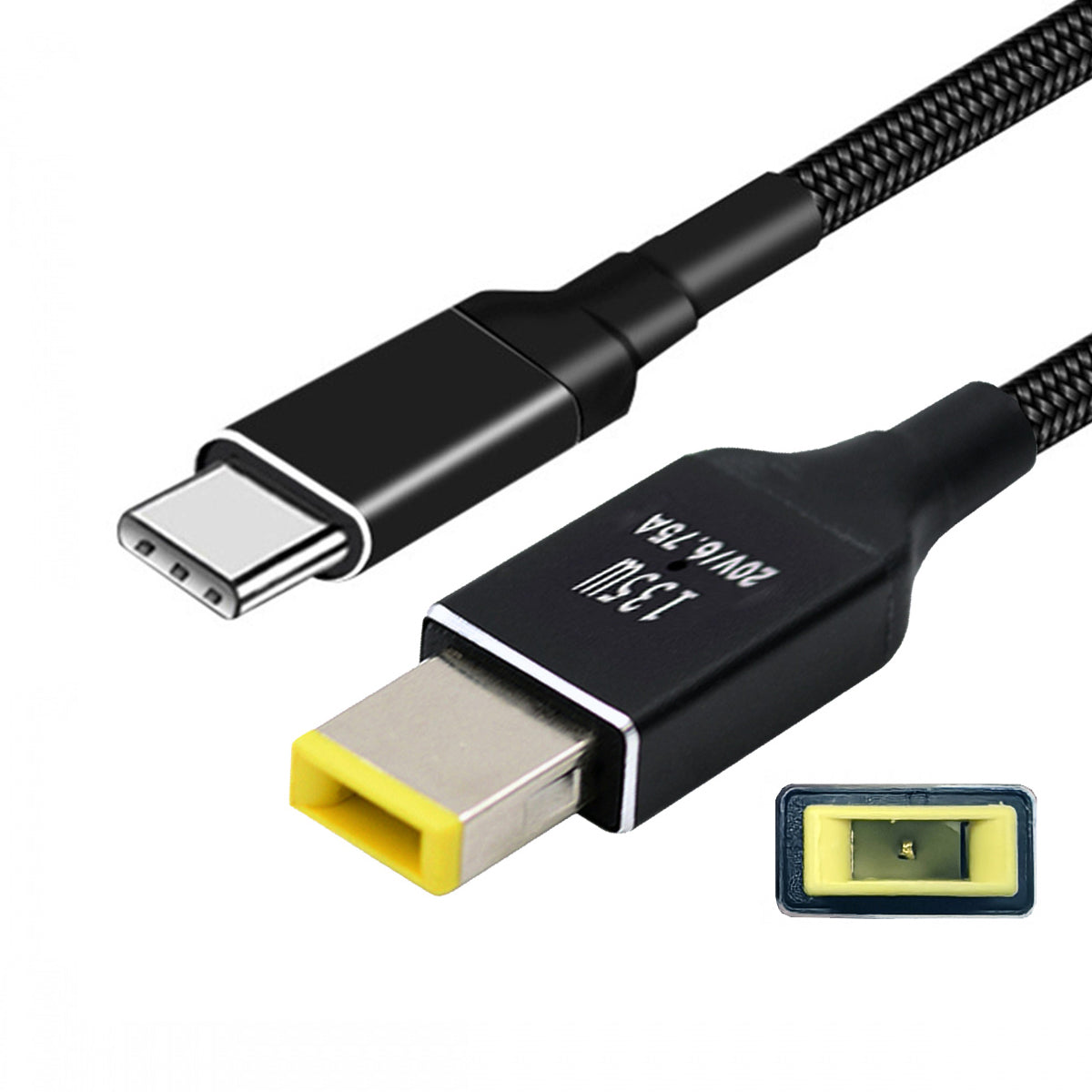 Type-C USB-C 135W to DC Rectangle 11.0*4.5mm Power PD Charge Cable for Thinkpad X1 Legion Y7000P Laptop DC20V 6.25A UC-106-DC135W