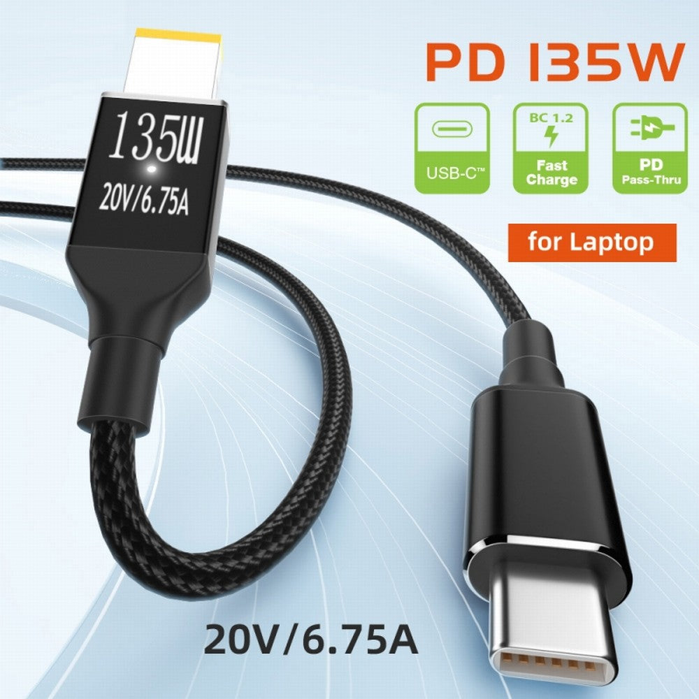 Type-C USB-C 135W to DC Rectangle 11.0*4.5mm Power PD Charge Cable for Thinkpad X1 Legion Y7000P Laptop DC20V 6.25A UC-106-DC135W
