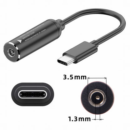 DC Jack 3.5x1.35mm Input to USB-C Type-C Power Plug Charge Cable for Laptop Phone PD9V 5V 20V UC-149-3513MM