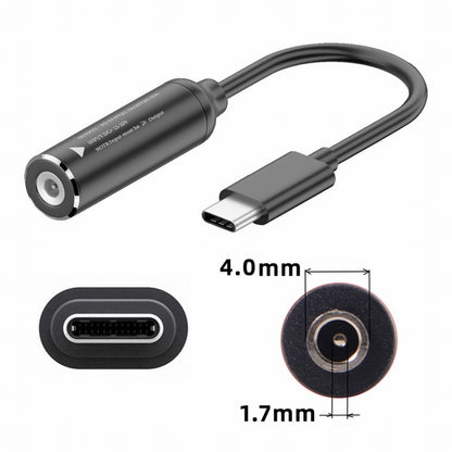 DC Jack 4.0x1.7mm Input to USB-C Type-C Power Plug Charge Cable for Laptop Phone PD9V 5V 20V UC-149-4017MM