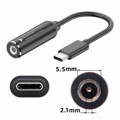 DC Jack 5.5x2.1mm Input to USB-C Type-C Power Plug Charge Cable for Laptop Phone PD9V 5V 20V UC-149-5521MM