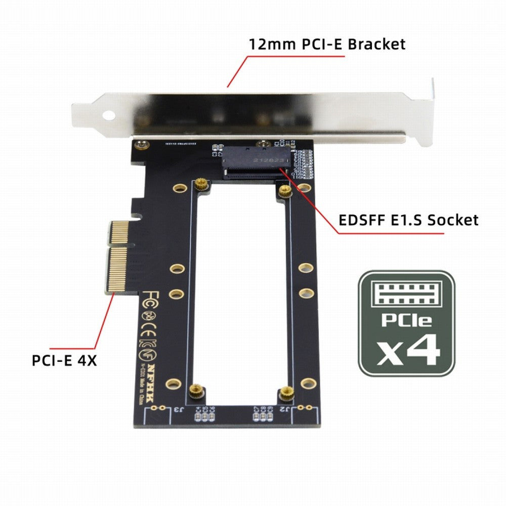 PCI-E4.0 4X Host Adapter to NVMe Ruler 1U GEN-Z EDSFF 5.9mm 8.0mm Thickness Short SSD E1.S Carrier Adapter SF-036-BK