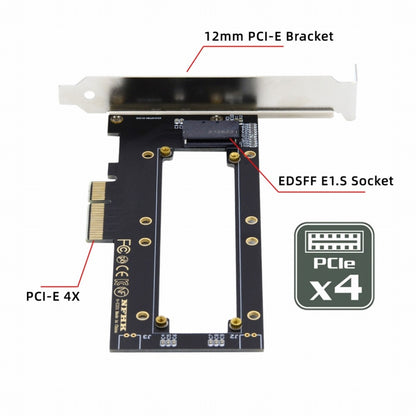 PCI-E4.0 4X Host Adapter to NVMe Ruler 1U GEN-Z EDSFF 5.9mm 8.0mm Thickness Short SSD E1.S Carrier Adapter SF-036-BK