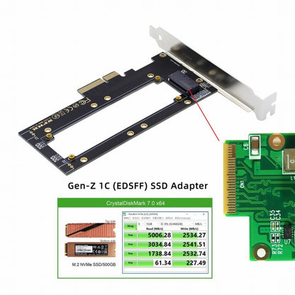 PCI-E4.0 4X Host Adapter to NVMe Ruler 1U GEN-Z EDSFF 5.9mm 8.0mm Thickness Short SSD E1.S Carrier Adapter SF-036-BK