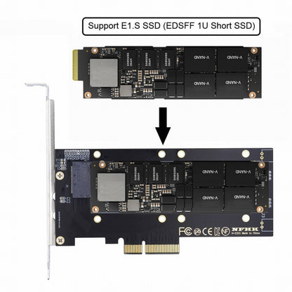 PCI-E4.0 4X Host Adapter to NVMe Ruler 1U GEN-Z EDSFF 5.9mm 8.0mm Thickness Short SSD E1.S Carrier Adapter SF-036-BK