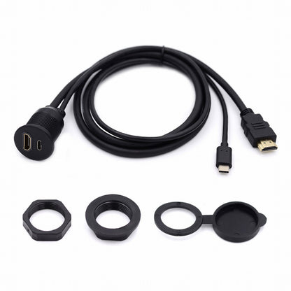 Waterproof Dustproof USB-C Type-C USB &HDMI 4K Extension Flush Car Latch Mount Extension Cable for Dashboard Panel HD-022-1.0M