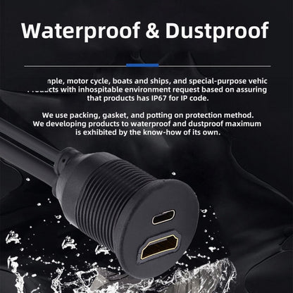 Waterproof Dustproof USB-C Type-C USB &HDMI 4K Extension Flush Car Latch Mount Extension Cable for Dashboard Panel HD-022-1.0M