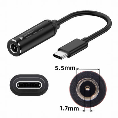 DC Jack 5.5x1.7mm Input to USB-C Type-C Power Plug Charge Cable for Laptop Phone PD9V 5V 20V UC-149-5517MM