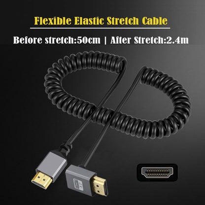 HDMI 2.0 Male to HDMI Male 4K 60hz Stretch Coiled Cable Up Angled 90 Degree for HDTV Computer Laptop Monitor HD-035-UP