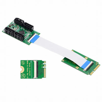 Mini PCI-E PCI Express & NGFF A+E Key to SATA 3.0 Four Ports Adapter Cable 6Gbps Hard Drive Extension Card for SSD SA-064