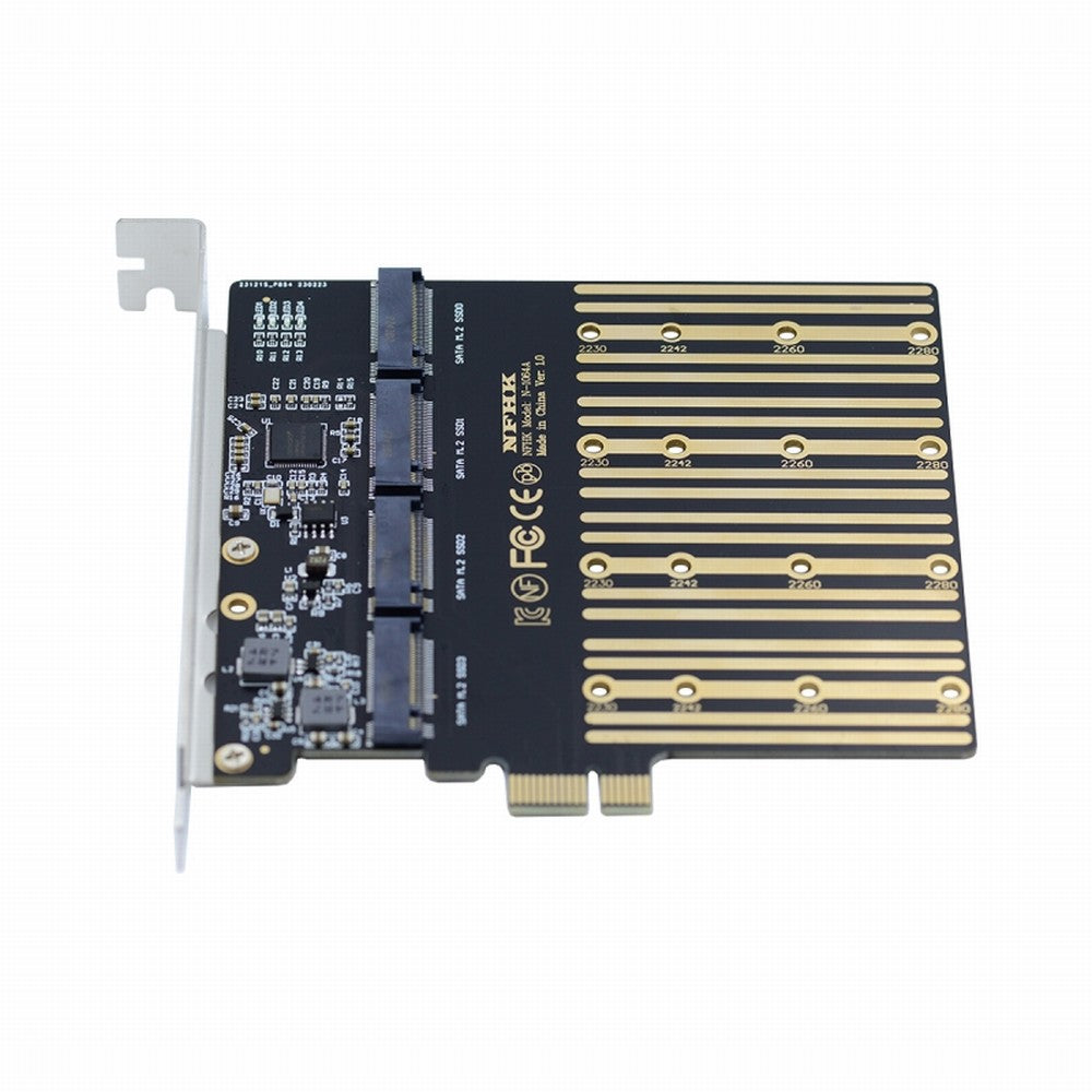 Four SATA NGFF Key B+M SSD to PCI-E 1x Mainboard Desktop Adapter Converter SSD Card ASM1064 2280 SA-061