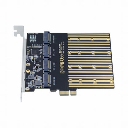 Four SATA NGFF Key B+M SSD to PCI-E 1x Mainboard Desktop Adapter Converter SSD Card ASM1064 2280 SA-061