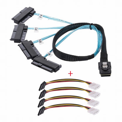Internal 36 Pin Mini SAS SFF-8087 Host to 4 SFF-8482 Target SAS Disk IDE Power Cable 100cm SF-002-1.0M
