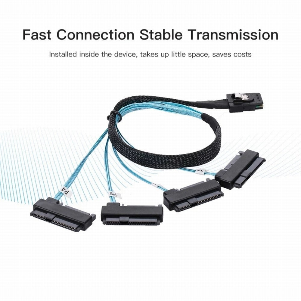 Internal 36 Pin Mini SAS SFF-8087 Host to 4 SFF-8482 Target SAS Disk IDE Power Cable 100cm SF-002-1.0M