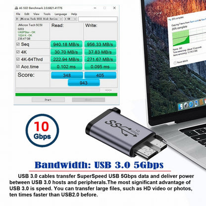 USB-C USB 3.1 Type C Female to Micro USB 3.0 Male Data Adapter 10Gbps Data Power with Chain for Laptop SSD Disk UC-082-MMCC