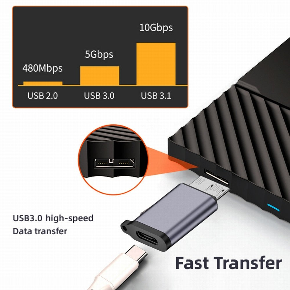 USB-C USB 3.1 Type C Female to Micro USB 3.0 Male Data Adapter 10Gbps Data Power with Chain for Laptop SSD Disk UC-082-MMCC