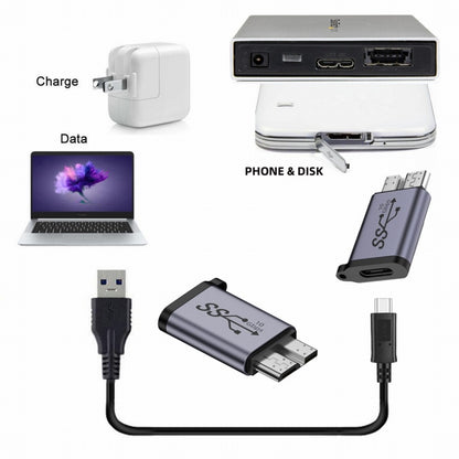 USB-C USB 3.1 Type C Female to Micro USB 3.0 Male Data Adapter 10Gbps Data Power with Chain for Laptop SSD Disk UC-082-MMCC