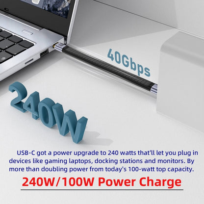 240W Type-C USB-C Male to Male USB4 40Gbps 100W 8K Flat Slim FPC Data Cable for Laptop Phone 13cm UC-002-0.13W