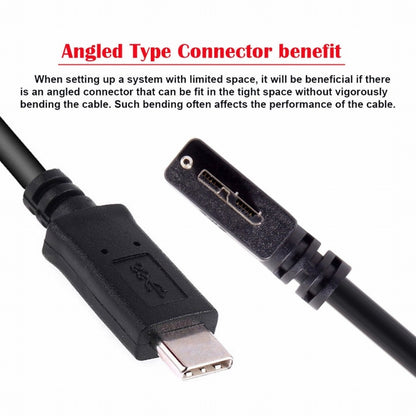 5Gbps USB-C Type-C Host to Micro USB3.0 Screw Mount 90 Degree Left Angled for Industrial Camera Storage UC-105-LE