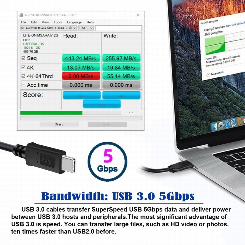 5Gbps USB-C Type-C Host to Micro USB3.0 Screw Mount 90 Degree Left Angled for Industrial Camera Storage UC-105-LE