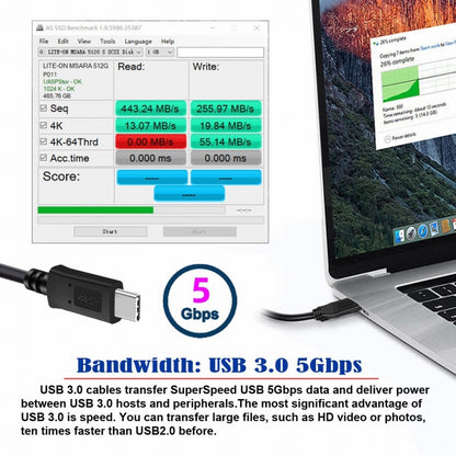 5Gbps USB-C Type-C Host to Micro USB3.0 Screw Mount 90 Degree Left Angled for Industrial Camera Storage UC-105-LE
