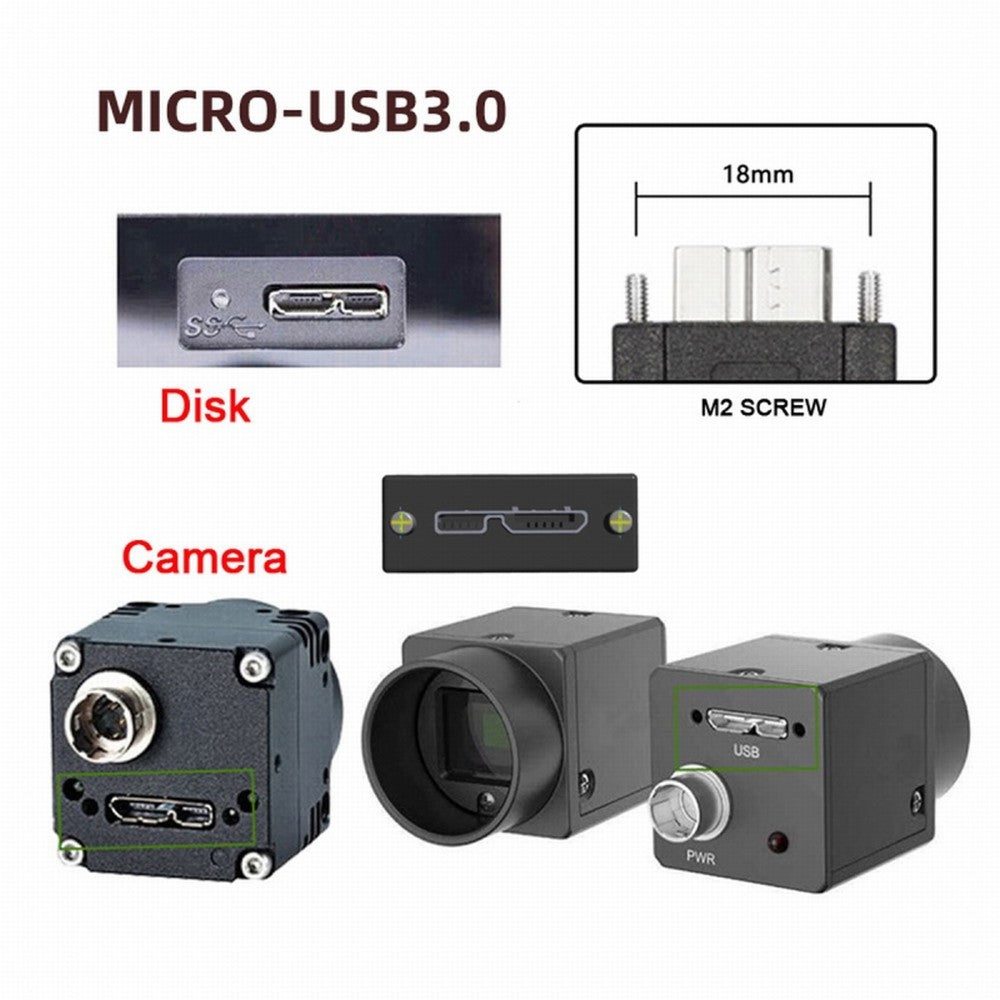 5Gbps USB-C Type-C Host to Micro USB3.0 Screw Mount 90 Degree Right Angled for Industrial Camera Storage UC-105-RI