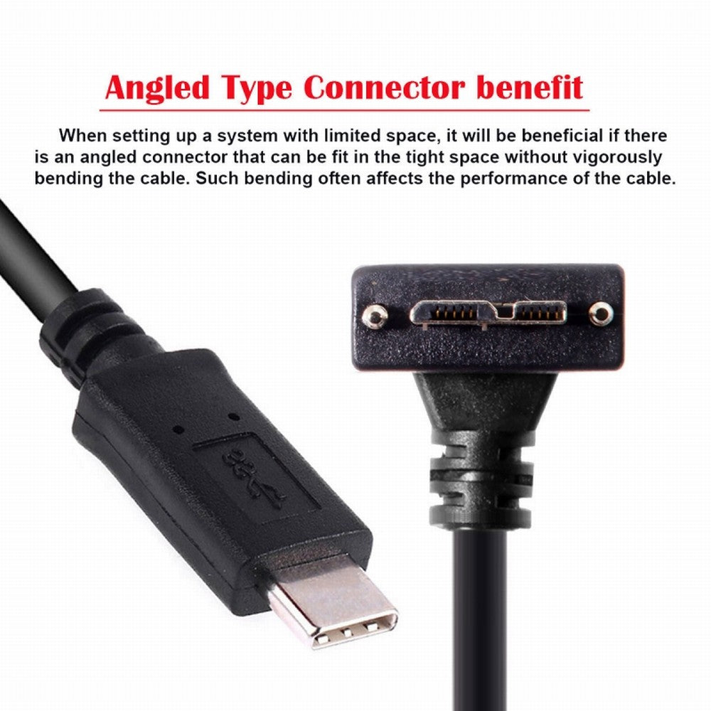 5Gbps USB-C Type-C Host to Micro USB3.0 Screw Mount 90 Degree Up Angled for Industrial Camera Storage UC-105-UP