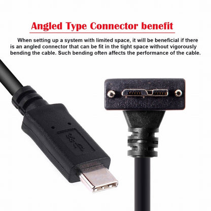 5Gbps USB-C Type-C Host to Micro USB3.0 Screw Mount 90 Degree Up Angled for Industrial Camera Storage UC-105-UP