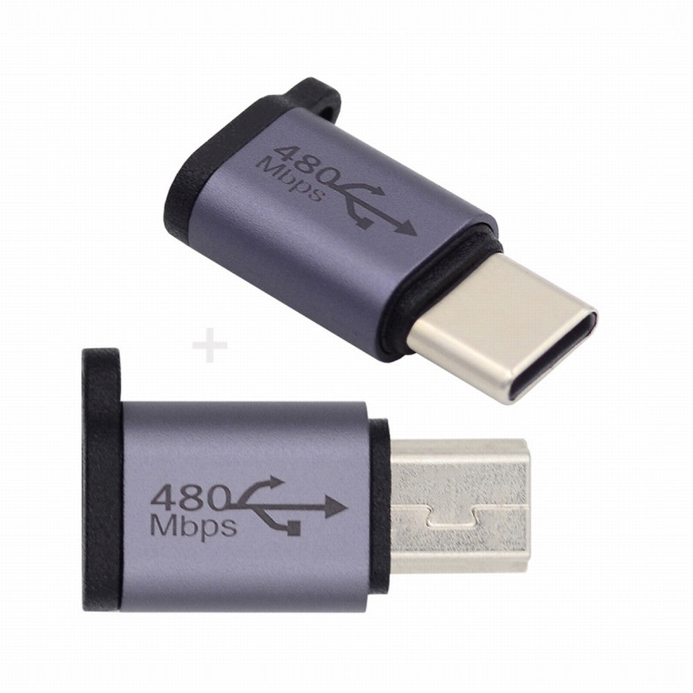 2pcs/lot USB2.0 Micro Female to Mini USB Type-C USB-C Male Power Adapter 480Mbps Data with Chain Holes UC-091-MF