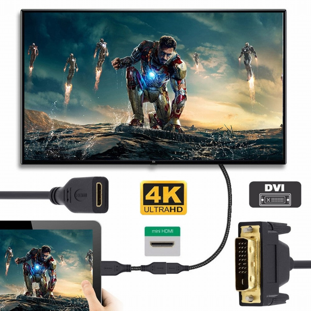 DVI 24+1 Male to Mini HDMI 1.4 Type-C 4K Female Extension Cable for Computer HDTV Graphics Card UHD HD-025-CF