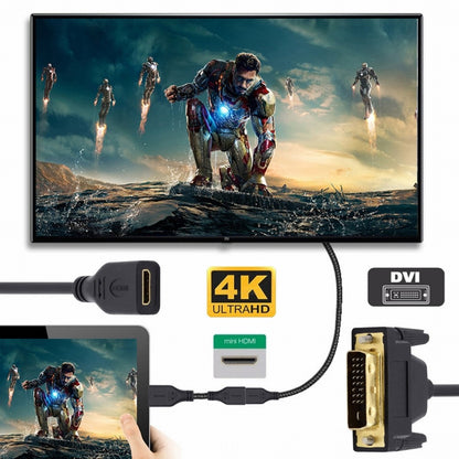 DVI 24+1 Male to Mini HDMI 1.4 Type-C 4K Female Extension Cable for Computer HDTV Graphics Card UHD HD-025-CF