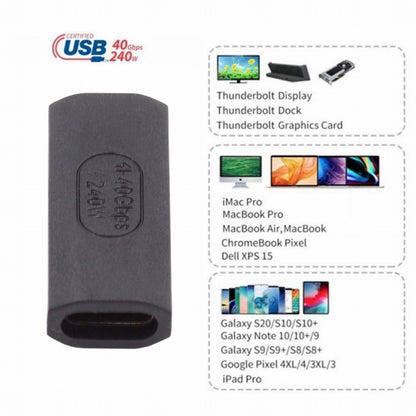 USB4 Type C Female to Female Extension 240W Power 40Gbps Data 8K Video Extender Adapter for NS Phone Laptop UC-103-FF