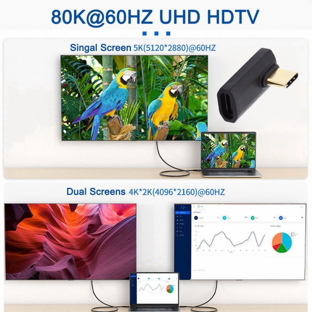 USB4 Type C Male to Female Extension 240W Power 40Gbps Data 8K Video Adapter Low Profile Left Right Angled for NS Phone Laptop UC-103-LP