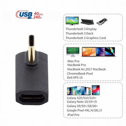 USB4 Type C Male to Female Extension 240W Power 40Gbps Data 8K Video Adapter Low Profile Left Right Angled for NS Phone Laptop UC-103-LP