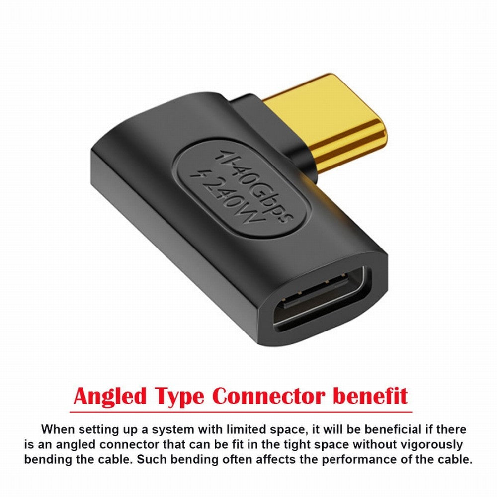 USB4 Type C Male to Female Extension 240W Power 40Gbps Data 8K Video Adapter Left Right Angled for NS Phone Laptop UC-103-RI