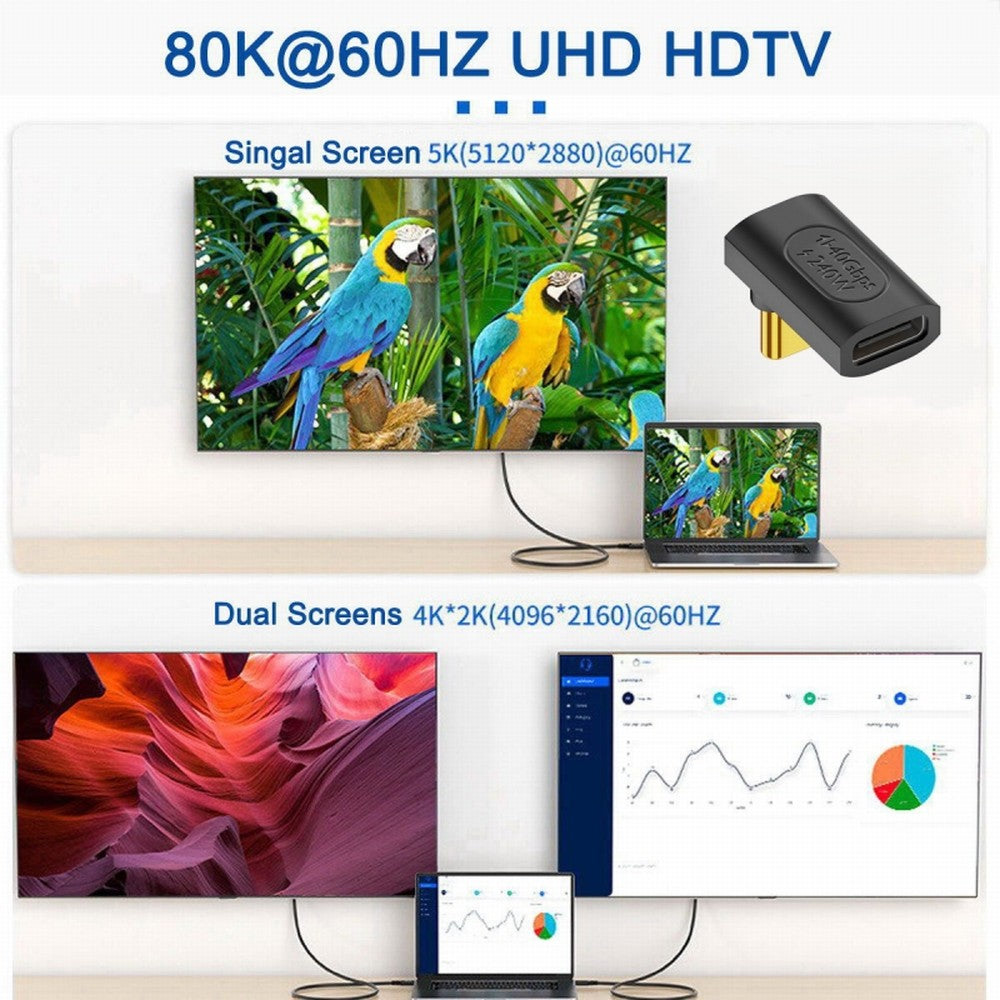 USB4 Type C Male to Female Extension 240W Power 40Gbps Data 8K Video Adapter Up Down Angled for NS Phone Laptop UC-103-UP