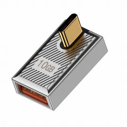 USB-C USB 3.1 Type C Male to USB 3.0 A Female 10Gbps OTG Data 120W Power Low Profile Angled Adapter Alloy Shell Mecha Cyberpunk Style UC-017-LP
